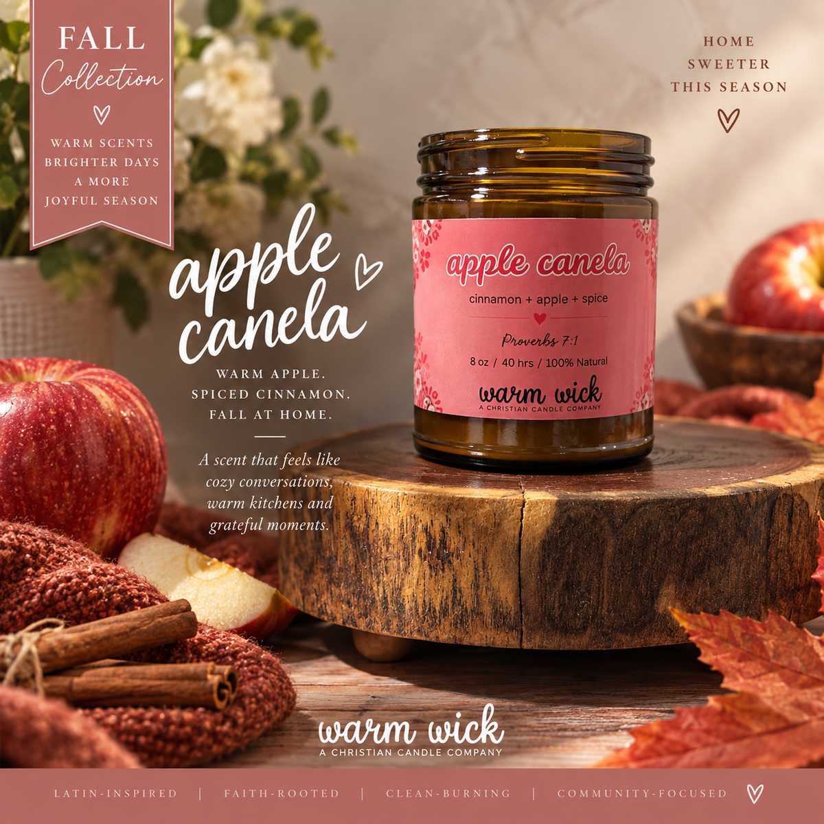 Apple Canela 8 oz Soy Candle