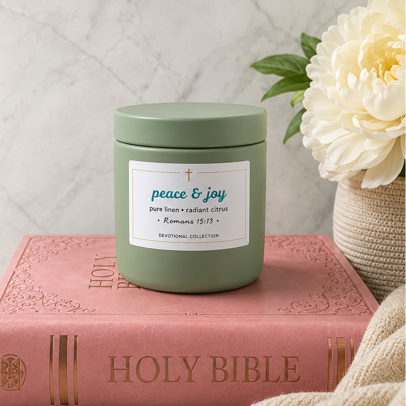 Peace & Joy Linen Citrus 8 oz Soy Devotional Candle